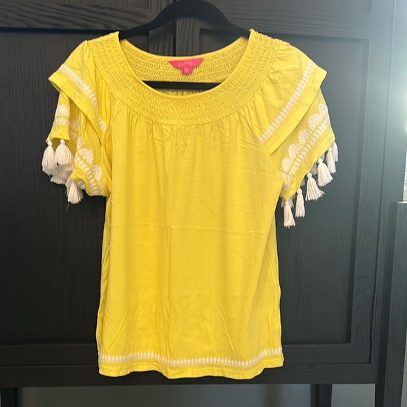 Lilly Pulitzer Tops - Yellow Tassel Trim Women's Top